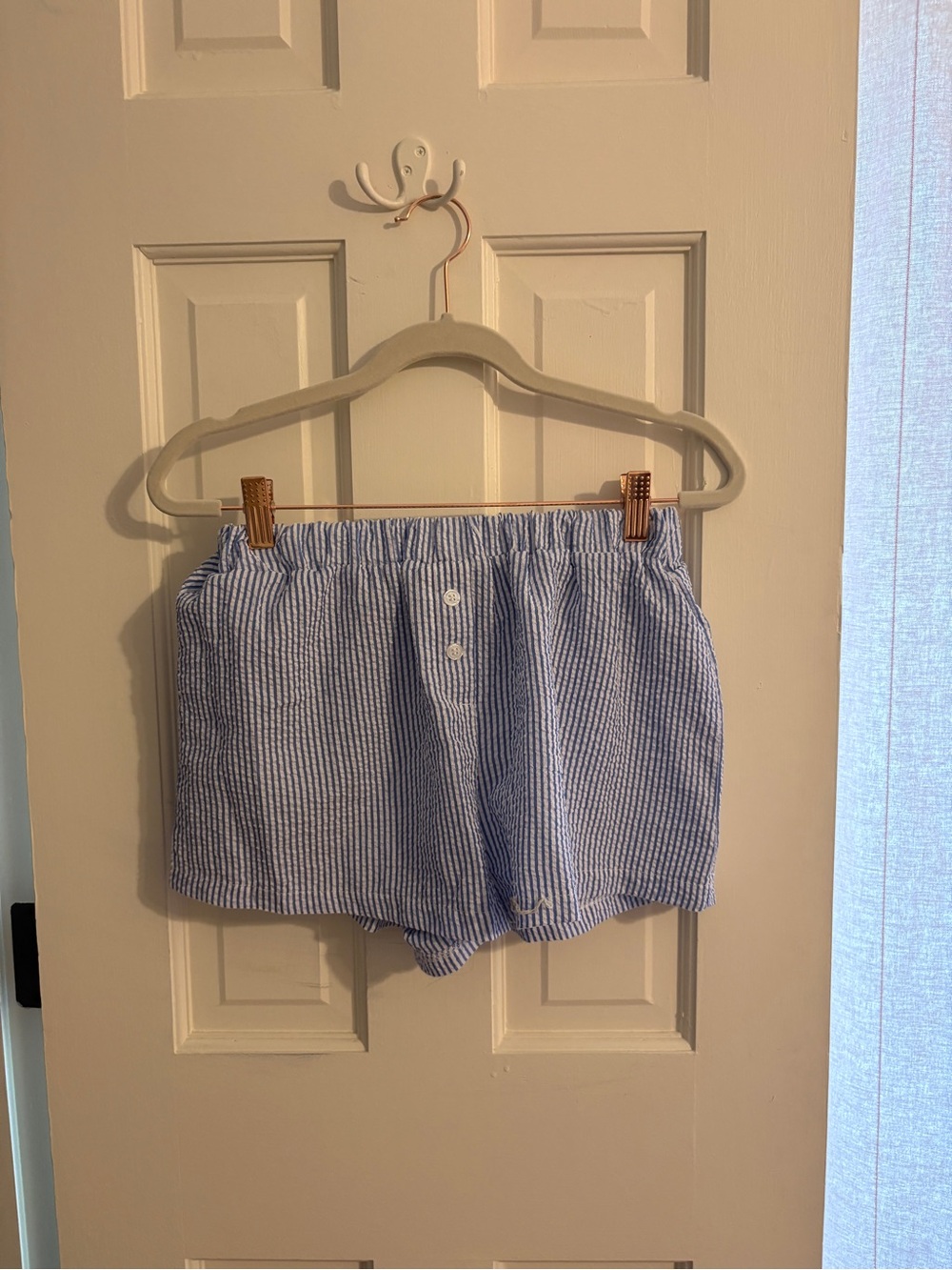 Light Blue Seersucker Women’s Shorts